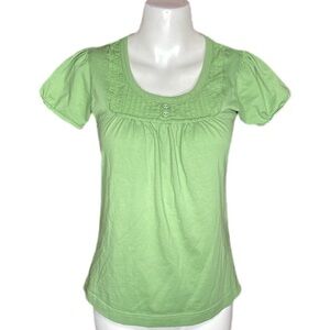 Esprit Short Puff Sleeve Green Top Size S